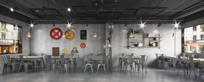 工业风茶餐厅3D模型下载